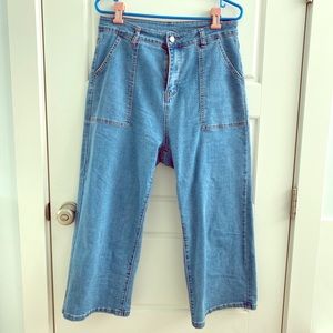 High waisted wide leg crop denim, SUPER stretch!